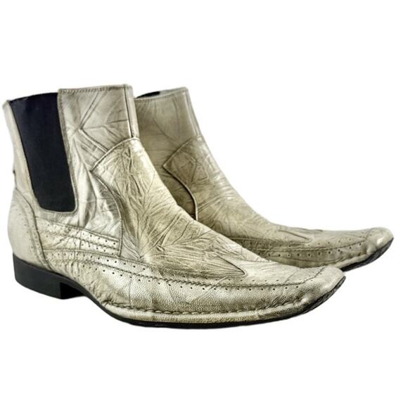 Steve Madden Staff White Distressed Leather Ankle Boots Size 13 Mens - Picture 1 of 9